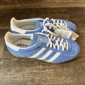 Adidas Gazelle Indoor Shoes Sneakers Blue Fusion/Cloud White/Gold Metallic 10